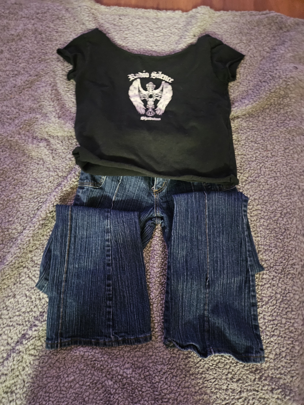 Black Graphic Crop Top - Brand Unknown